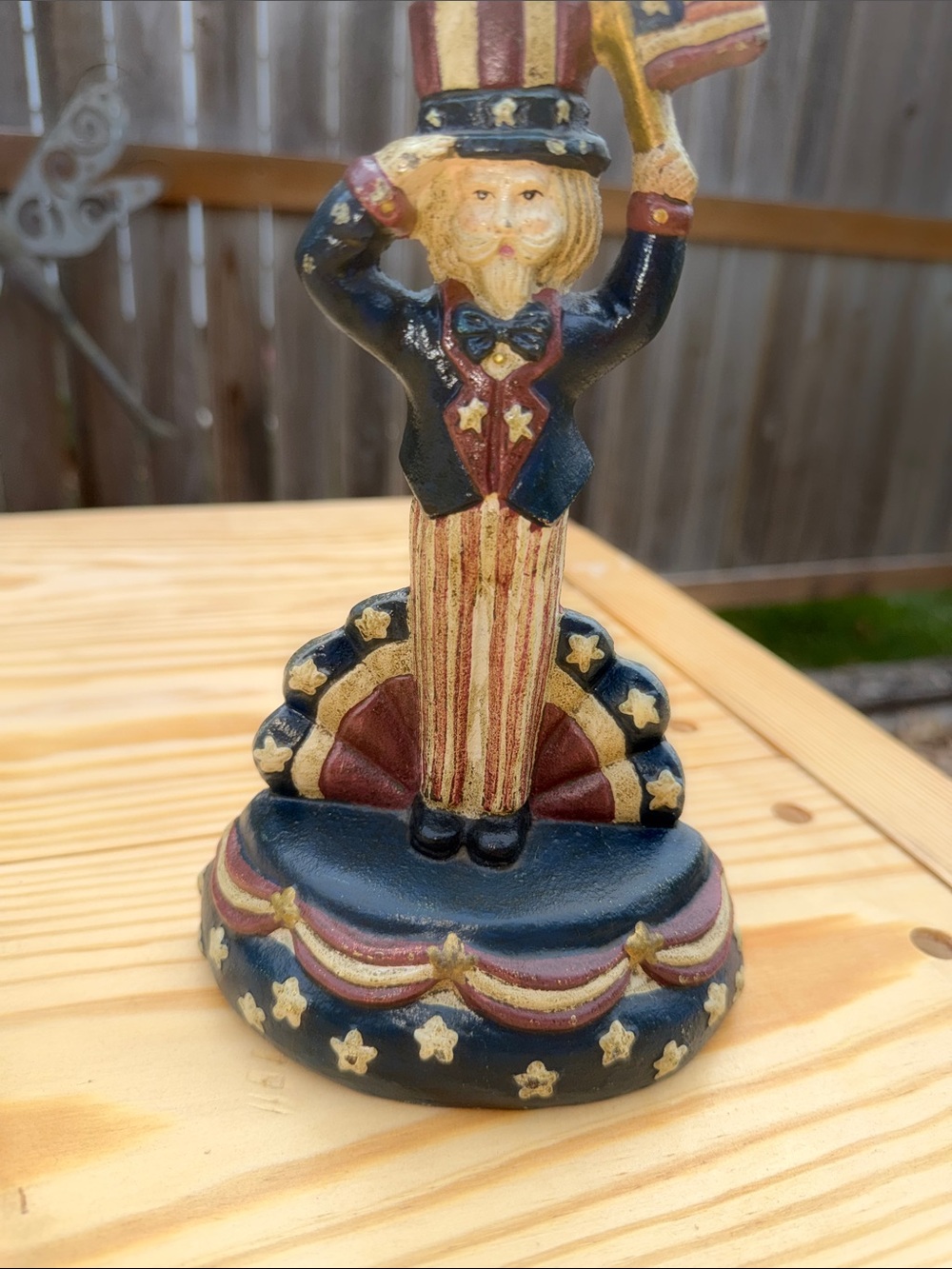 Patriotic Uncle Sam cast Iron Door Stop - Folk Art